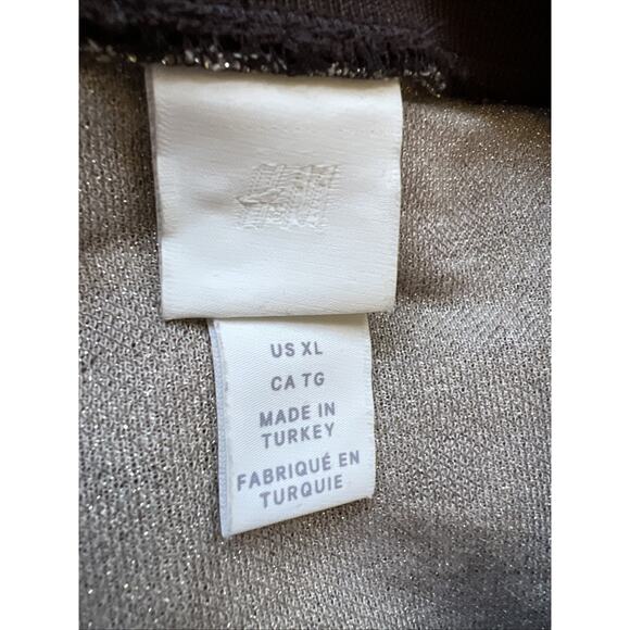 H&M Dress XL Brown Metallic Animal Print Midi Long Sleeve Cozy Knit Cheetah Boho - Picture 7 of 11